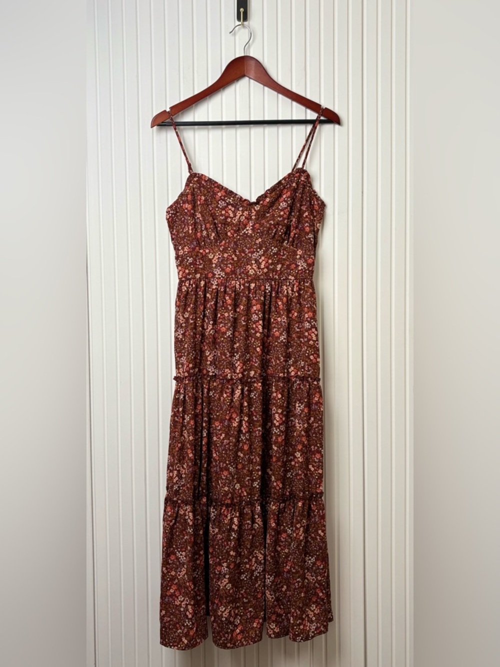 Trixxi Tiered Peasant Babydoll Dress Size L Floral Sleeveless Boho Cottagecore